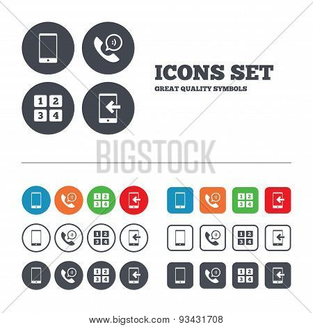 Phone icons. Call center support symbol.
