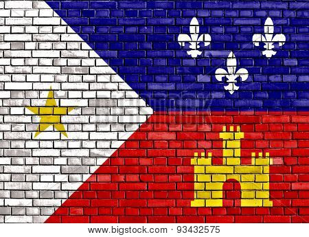 Flag Of Acadiana Painted On Brick Wall