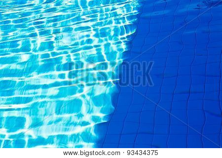 Abstract Of Sun Reflected In The Water Of The Swimming Pool : Blue Ripped Water : Aqua Texture