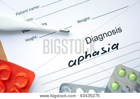 Diagnostic form with diagnosis Aphasia.