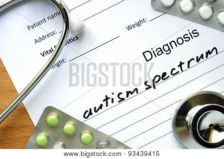 Diagnostic form with diagnosis Autism spectrum.