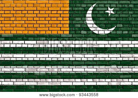Flag Of Azad Kashmir Painted On Brick Wall
