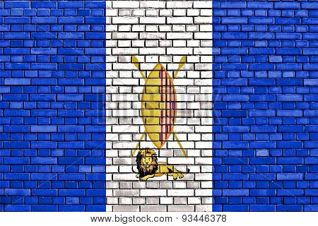 Flag Of Buganda Painted On Brick Wall