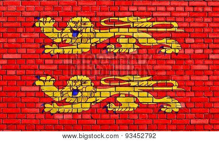 Flag Of Lower Normandy Painted On Brick Wall