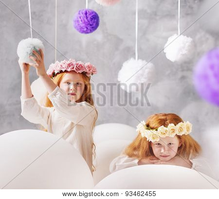 Cute twins sisters