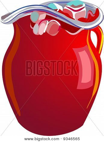 Vektor Illustration av ett glas kanna fullständig