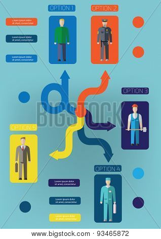 Infographic people of different professions. Vector illustration
