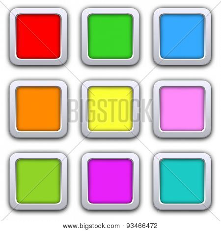 Square blank icons in flat style with shadows. Vector illustration 3D buttons  web design elements.