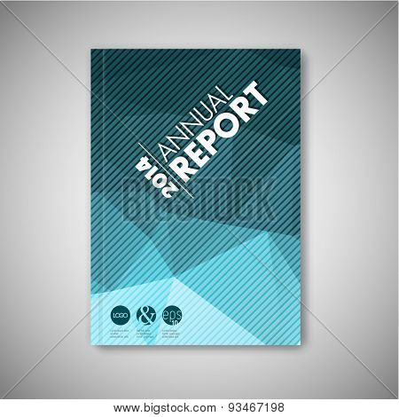 Modern Vector abstract brochure / book / flyer design template - blue polygon version
