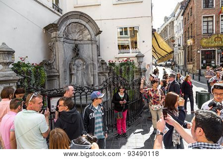 Manneken Pis Statue In Brussels