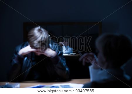 Police Woman Smoking Cigarette