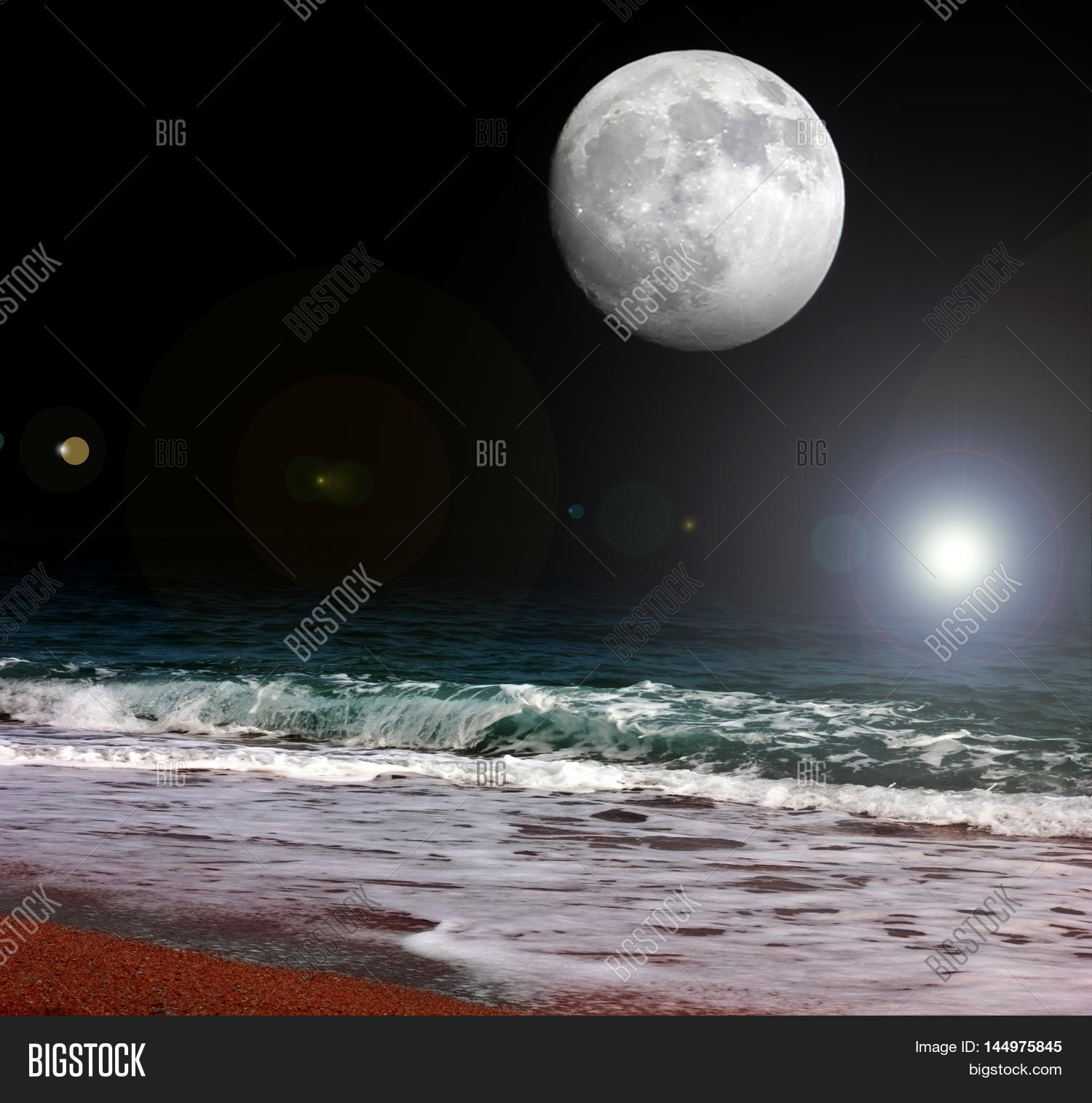 Scene Full Moon Night Image Photo Free Trial Bigstock