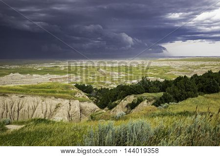 Approaching Storm in the Badlands of South Dakota