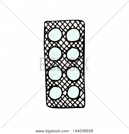 packings of pills icon isolated on white background in style hand draw
