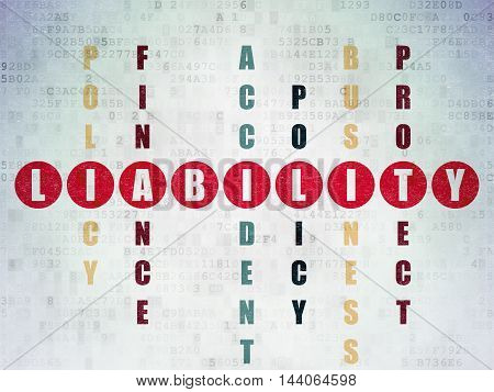 Insurance concept: Painted red word Liability in solving Crossword Puzzle on Digital Data Paper background