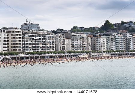 General view of La Concha Beach, San Sebastian, Spain