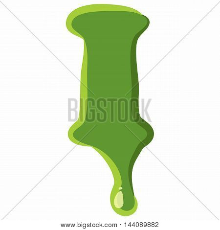 Letter I from latin alphabet with numbers and symbols made of green slime. Font can be used for Halloween design and other purposes