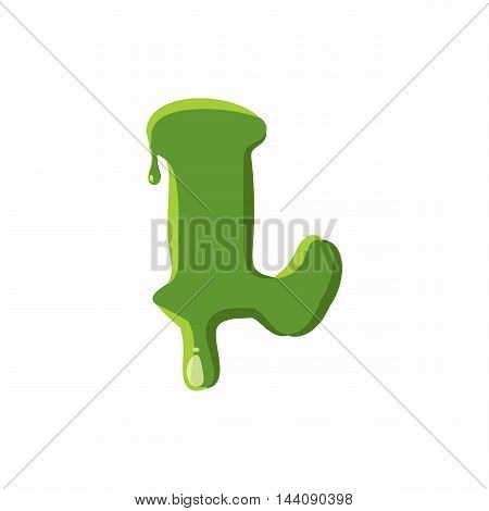 Letter L from latin alphabet with numbers and symbols made of green slime. Font can be used for Halloween design and other purposes