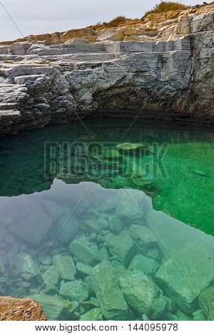 Amazing view of Giola Natural Pool in Thassos island, East Macedonia and Thrace, Greece