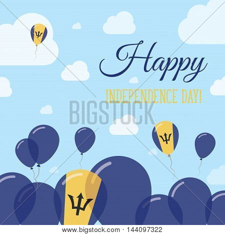 Barbados Independence Day Flat Patriotic Design. Barbadian Flag Balloons. Happy National Day Vector