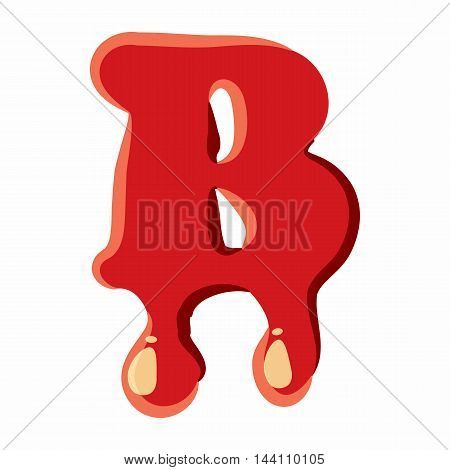 B letter isolated on white background. Red bloody B letter vector illustration
