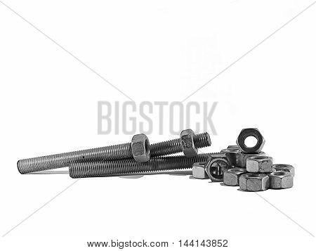 bolts and screw on white background .and is isolate