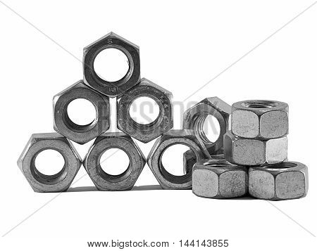 bolts and screw on white background. and is isolate.