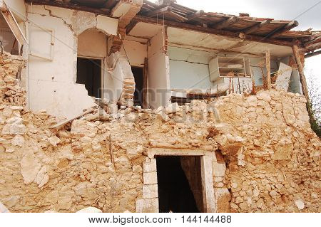 The rubble after the devastation of an earthquake