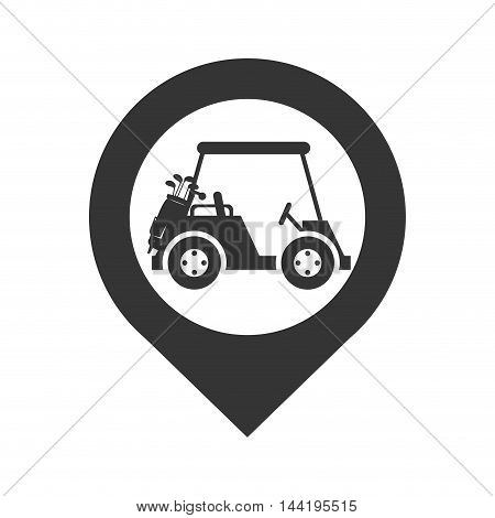 location pin ubication golf car vehicle sport hobby vector illustration