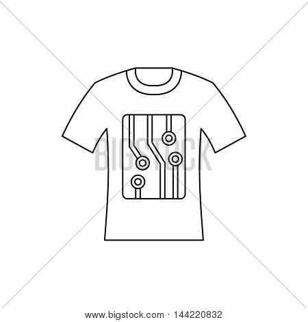 Electronic scheme t-shirt icon in outline style isolated on white background
