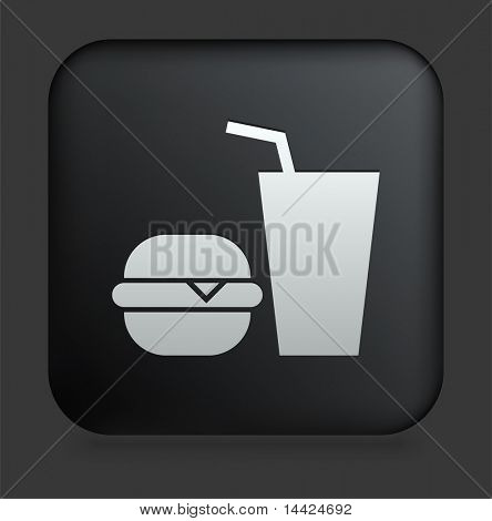 Fast-Food-Symbol auf viereckig schwarz Internet Button Original Illustration