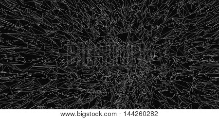 Polygonal negative background abstract white line on black color