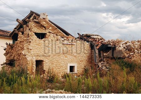 The rubble after the devastation of an earthquake