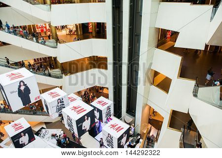 SAINT PETERSBURG, RUSSIA - AUGUST 14, 2014: Commercial center 'Galery' in Saint Petersburg. One of the biggest commercial centres in the city, opened on Nov 25, 2010