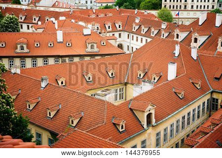 view over the rooftops of the old town in Prague