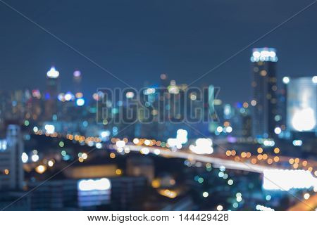 Twilight, blurred lights city downtown abstract background