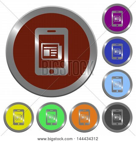 Set of color glossy coin-like mobile newsfeed buttons