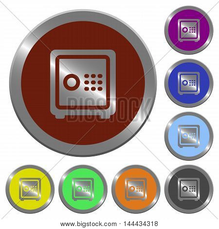 Set of color glossy coin-like strong box buttons
