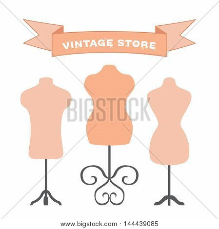 Vector set of mannequins. Manikins for tailors, designers, clothes stores. Isolated illustration.