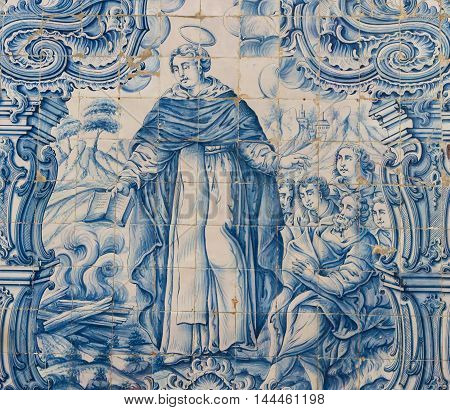 Azulejo Of Saint Dominic In The Cathedral Of Aveiro