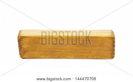Hyphen dash symbol sawn of wood and paint coated, isolated over the white background