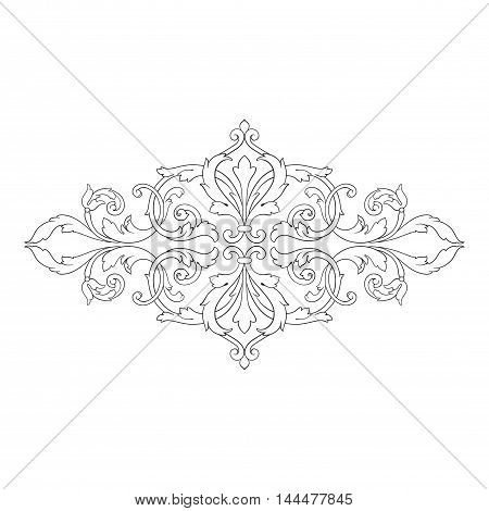 Vintage baroque frame scroll ornament engraving border floral retro pattern antique style acanthus foliage swirl decorative design element filigree calligraphy vector | damask - stock vector