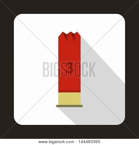 Ammo from hunting gun icon in flat style with long shadow