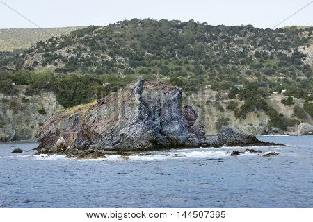 Small Island and Akamas Coast at Baths of Aphrodite Cyprus