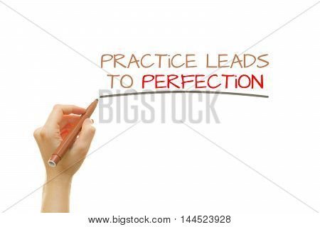 Hand writing Practice leads to perfection on a transparent wipe board