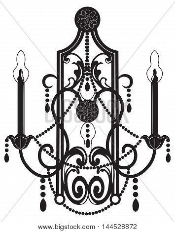 Rich Baroque Classic chandelier. Luxury decor accessory design. Vector illustration sketch