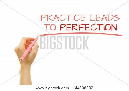 Hand writing Practice leads to perfection on a transparent wipe board