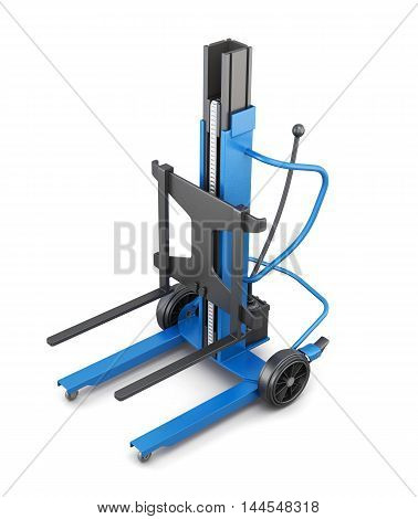 Blue Forklift. 3D Illustration.
