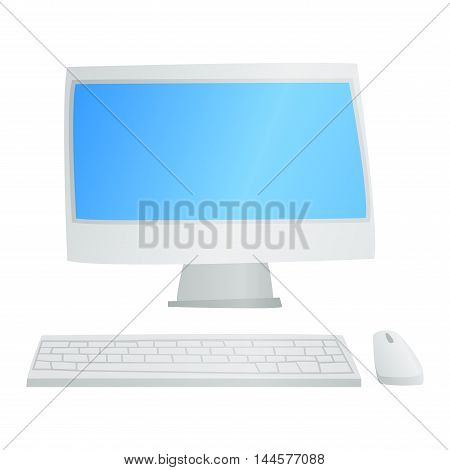 Desktop computer vector and desktop computer keyboard internet isolated display icon. Pc technology monitor screen desktop computer and communication modern desktop computer