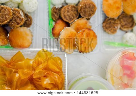 Thai Dessert, Coconut Macaroon, A Kind Of Sweetmeat Made From Glutinous Rice Flour With Sliced Cocon